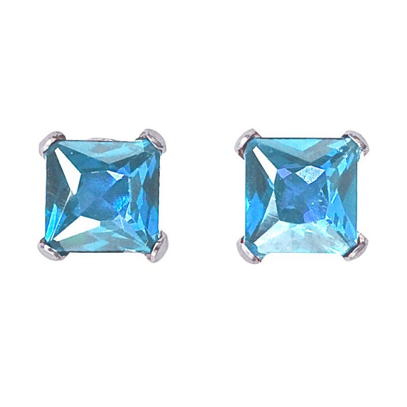 Square blue topaz earrings discount
