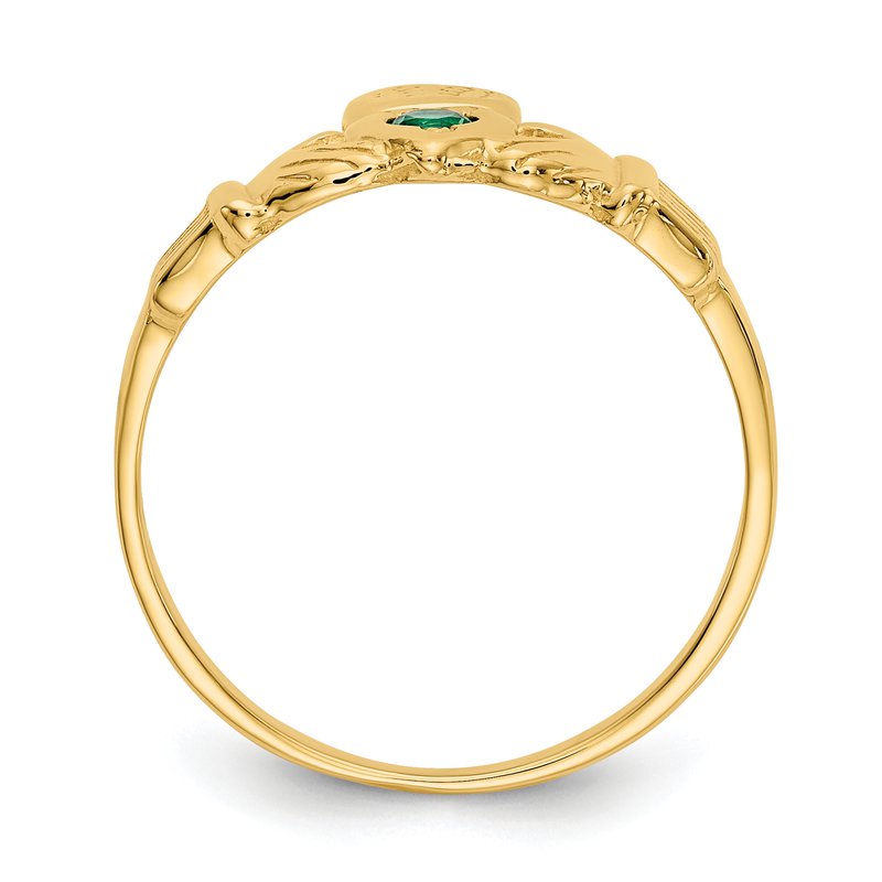 Quality Gold 14k Green CZ Claddagh Ring XCH329 - Bayside