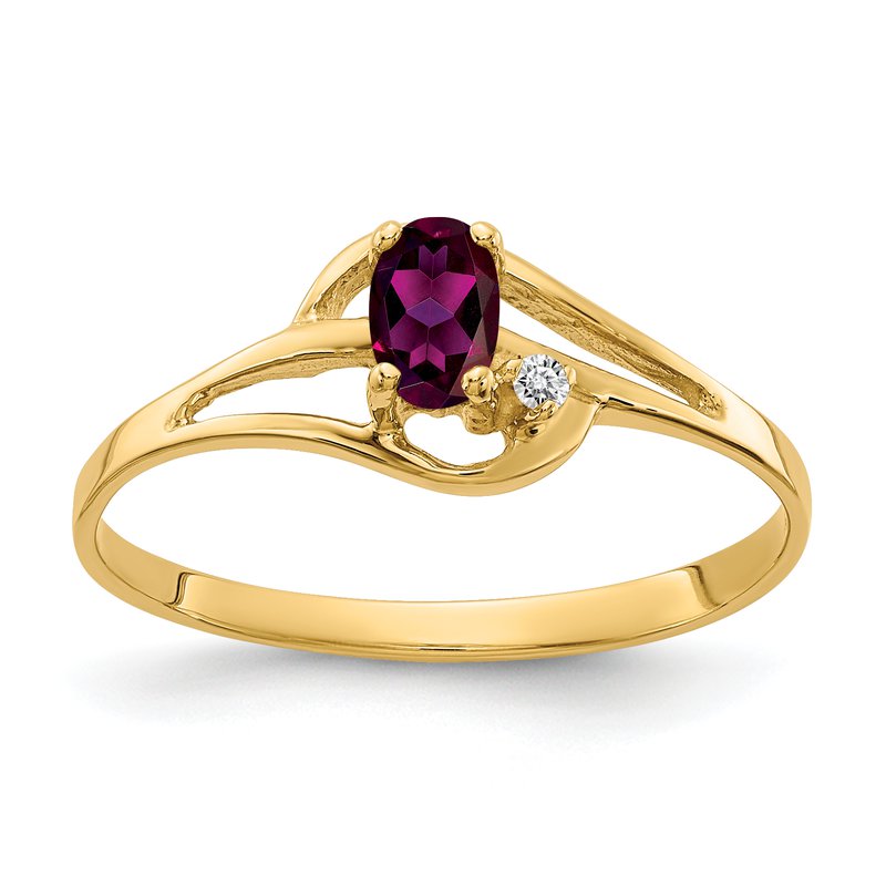 14k White Gold Oval 5x3mm Rhodolite Garnet And Diamond Ring 14k White Gold Oval 5x3mm Rhodolite Garnet And Diamond Ring