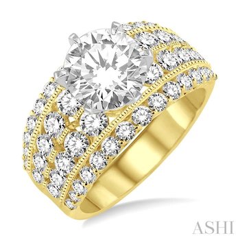 Round Shape Semi-Mount Diamond Engagement Ring 17280OHFGYW-SM-2.10
