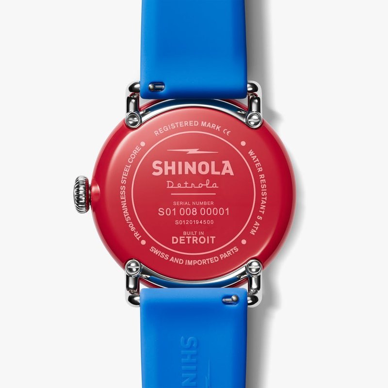 Shinola Detrola I Voted Watch with 43mm Blue Face retailer & Blue Silicone Band