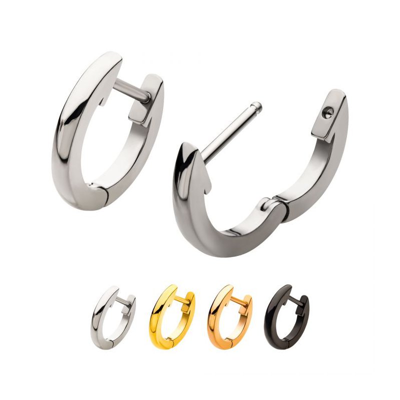INOX Jewelry Stainless Steel Plain Huggie Earrings SSE182 Glennpeter Jewelers