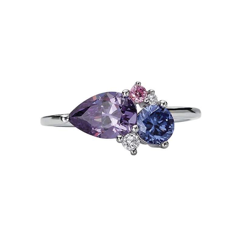 赤と青 (Type-A)/purple stone TWO 8x6 Pear Synthetic Corundum Amethyst Color Gemstone Gem