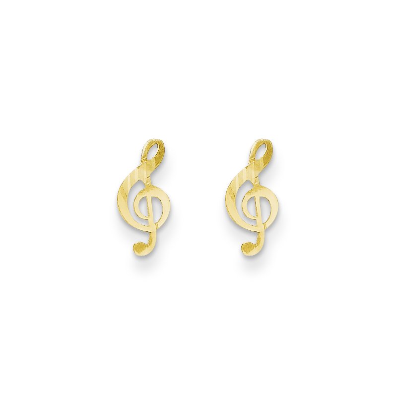 14K Solid Gold Musical 5mm Note Post, Dainty Music Note store Earrings, Gold Stud Earrings,Small Gold Diamond Cut Music Note Stud Earrings-GK594