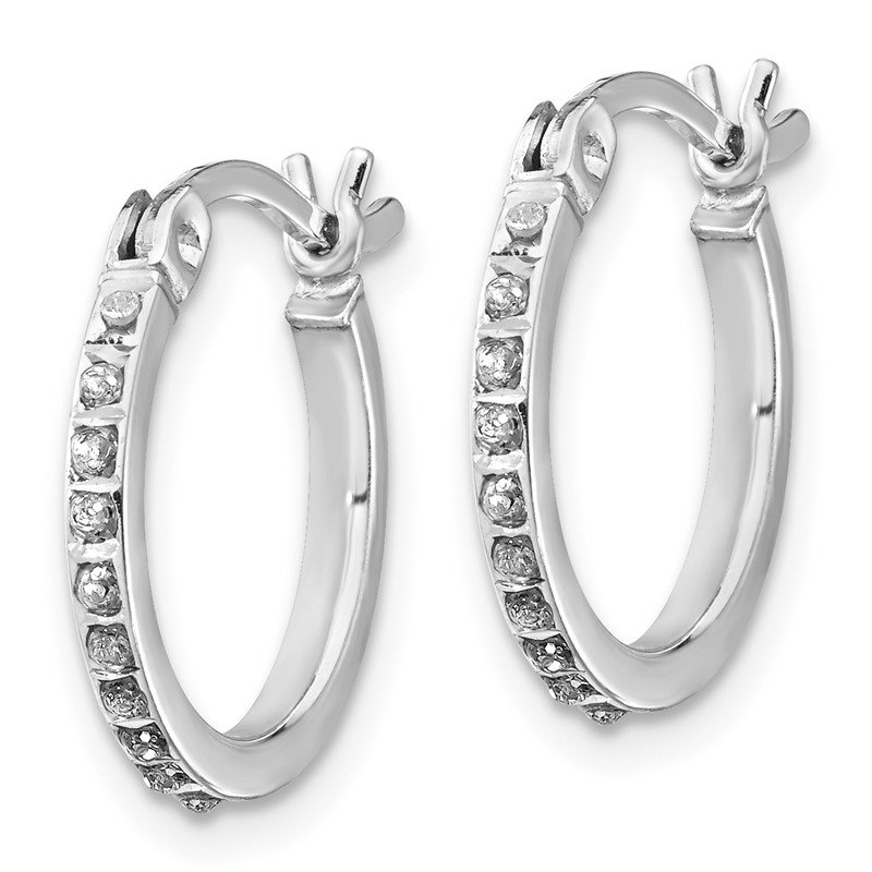 Sterling Silver Diamond Mystique Round Hoop Earrings & Hinged Bangle Set Sterling Silver Diamond Mystique Round Hoop Earrings & Hinged Bangle Set