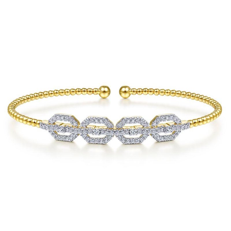 Gabriel & Co 14K Yellow Gold Bujukan Diamond Linked Bangle BG4229-62Y45JJ