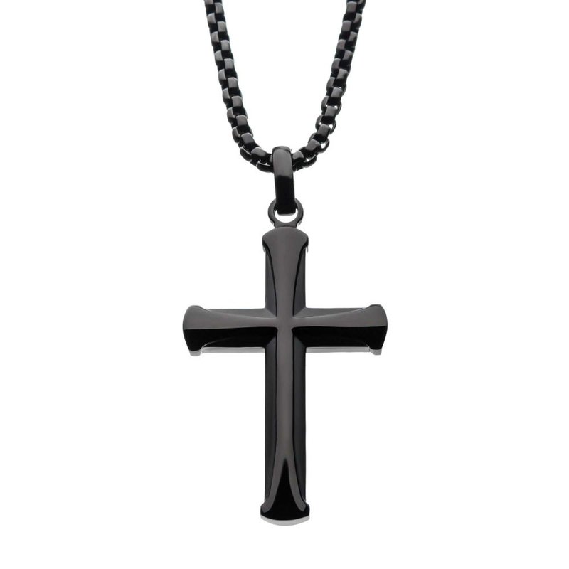 INOX Jewelry Stainless Steel Black IP Apostle Cross Pendant with