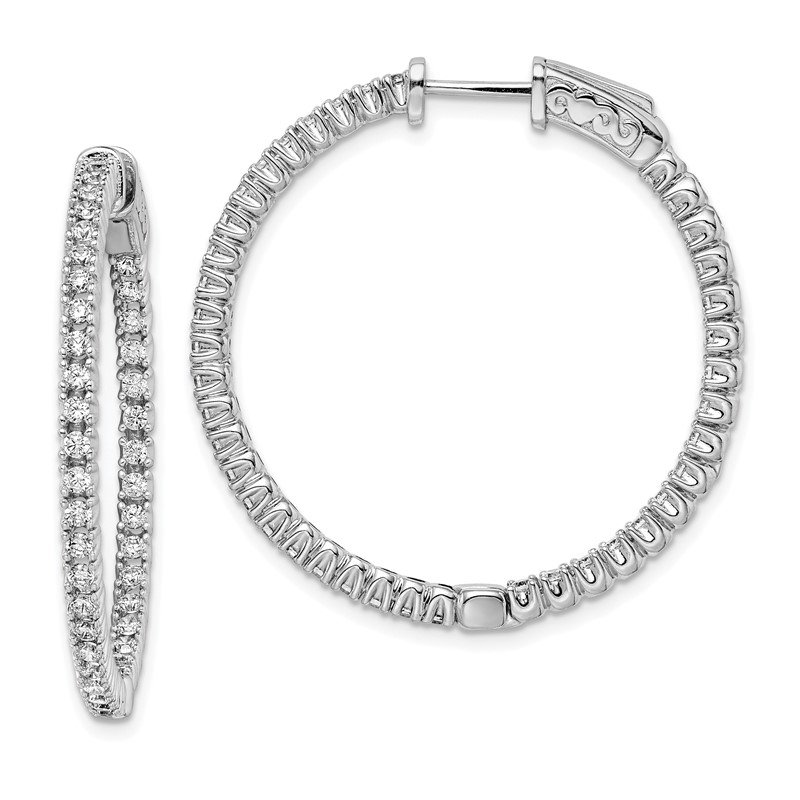 Sterling Silver Gold Plated Inside and Out CZ Round Hoop Earrings Sterling Silver Gold Plated Inside and Out CZ Round Hoop Earrings