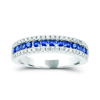 14K White Gold Blue Sapphire and Diamond 0.252cts Ring R12976SB6W4