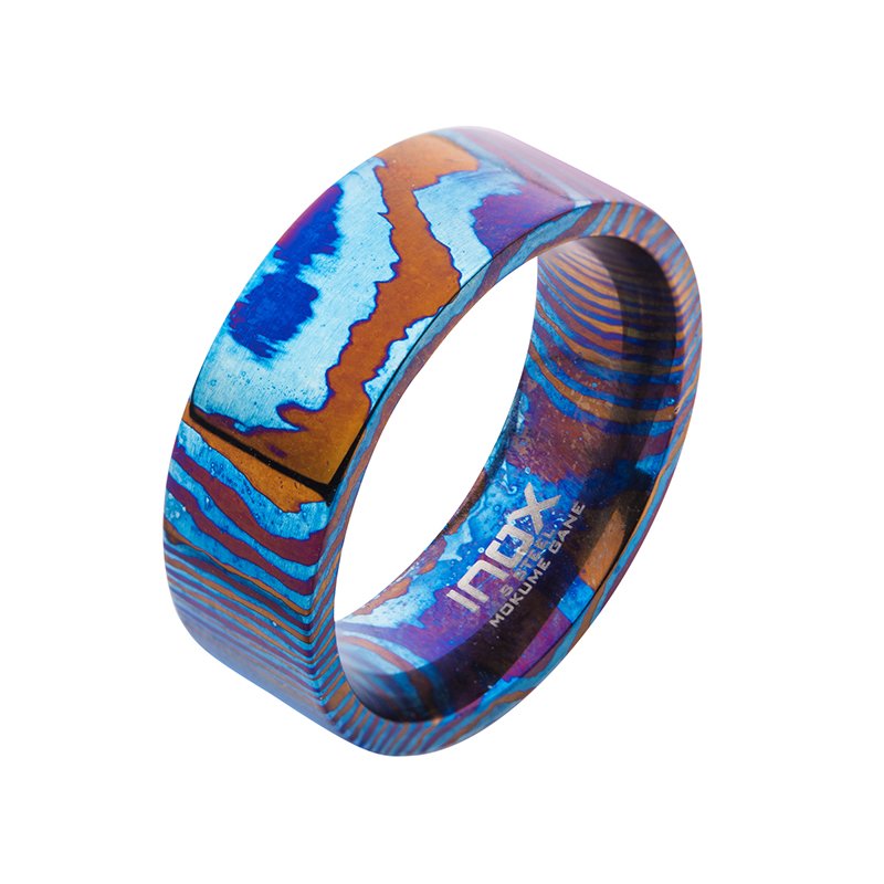 INOX Jewelry Raindrop Pattern Mokume Gane Inlay Titanium