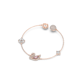 Swarovski Dazzling Swan bracelet, Magnetic closure, Swan, Pink