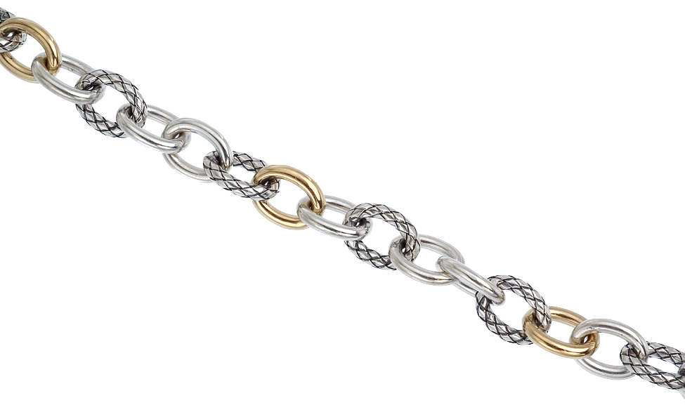 Alisa Yellow Gold & Sterling Shiny & Traversa Oval Link Bracelet