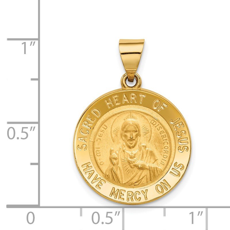 14k Gold Sacred Heart of Jesus Medal Hollow Pendant 14k Gold Sacred Heart of Jesus Medal Hollow Pendant