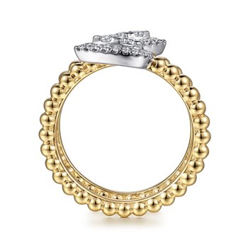 14K White-Yellow Gold Bujukan Wrap Ring with Teardrop Diamonds LR52359M45JJ