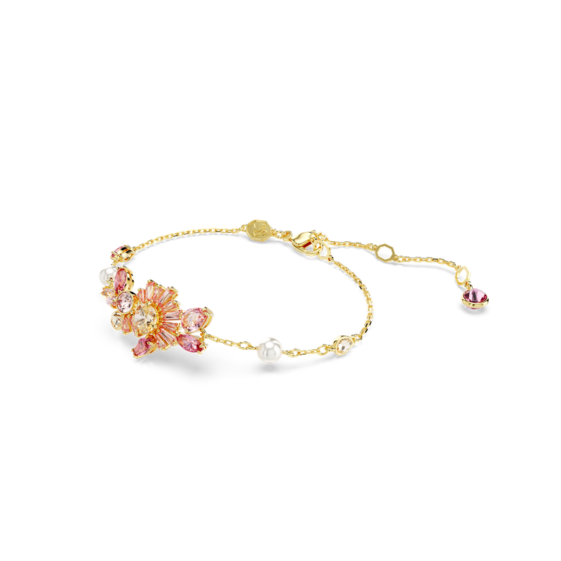 Swarovski Gema bracelet, Crystal pearl, Mixed cuts, Flower, Pink