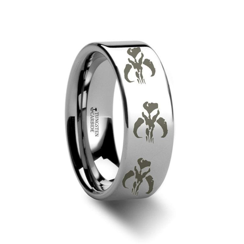 Thorsten Jedi Order Symbol Star Wars Polished Tungsten Engraved Ring Jewelry - 2mm - 12mm Thorsten Jedi Order Symbol Star Wars Polished Tungsten Engraved Ring Jewelry - 2mm - 12mm