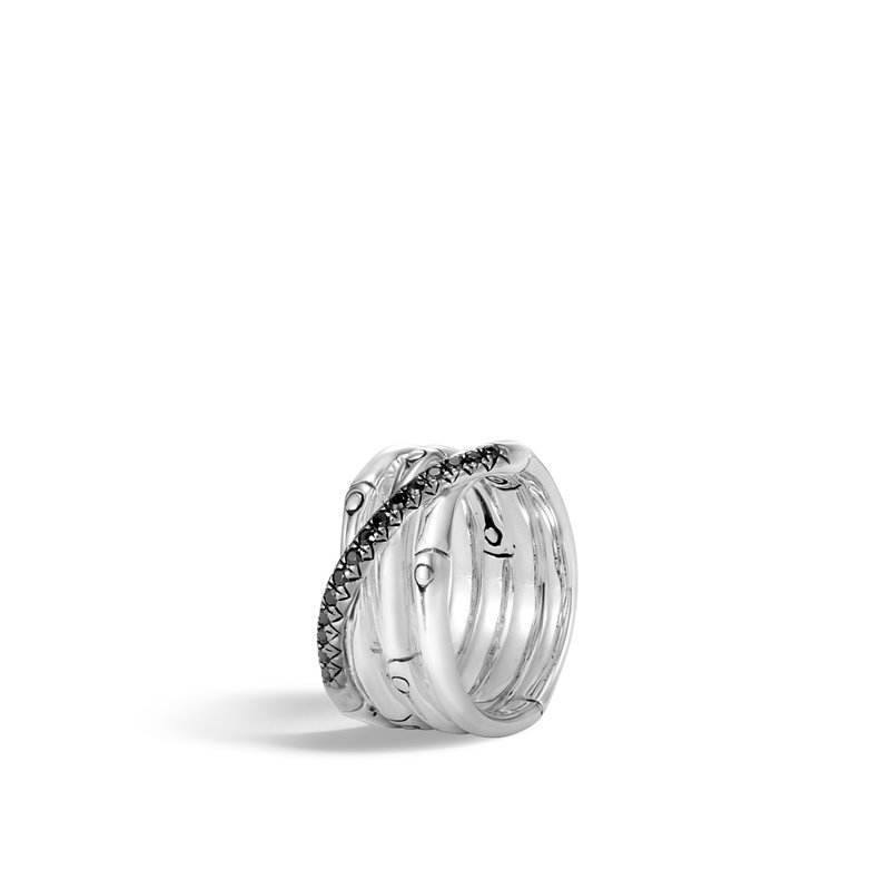 JOHN HARDY Bamboo 14MM Band Ring in Silver with Gemstone