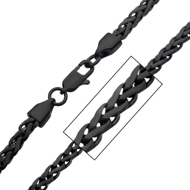 INOX Jewelry 5mm Matte Finish Black IP Stainless Steel Spiga Chain