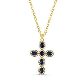 Genuine Sapphire Cross Pendant Z124-LN5101SA
