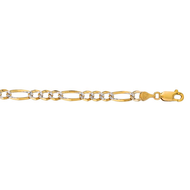 Royal Chain Royal Chain 14K Gold 7mm White Pave Figaro Chain PAVE180-24 - Windy ...