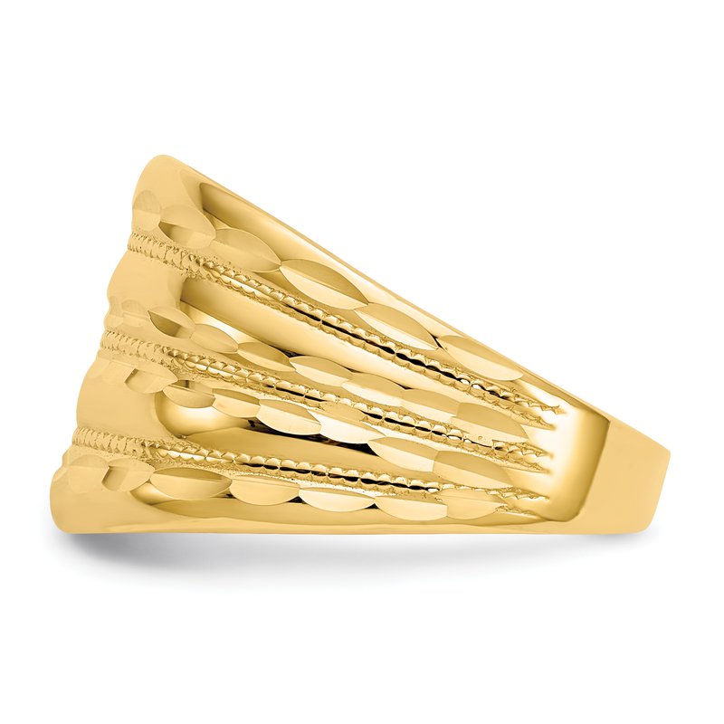Celestial 14K Gold Polished Diamond-cut Four Ridge Fashion