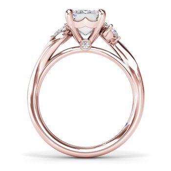 Three-Stone Curved Emerald Cut Engagement Ring S4414