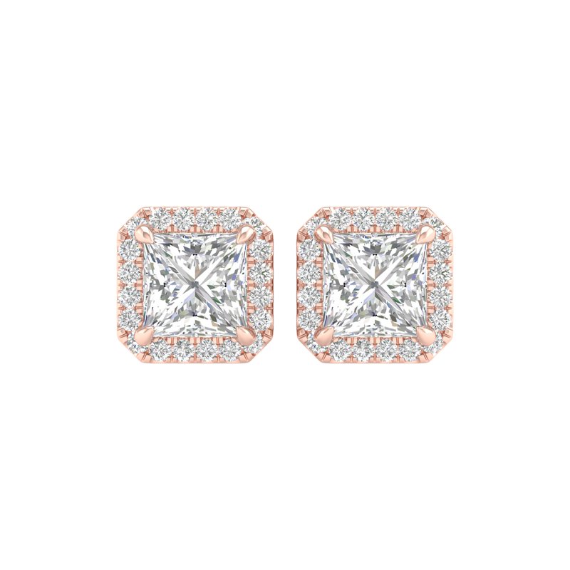Revelation Halo Stud Earrings (Princess) LEF03176 - Diamonds