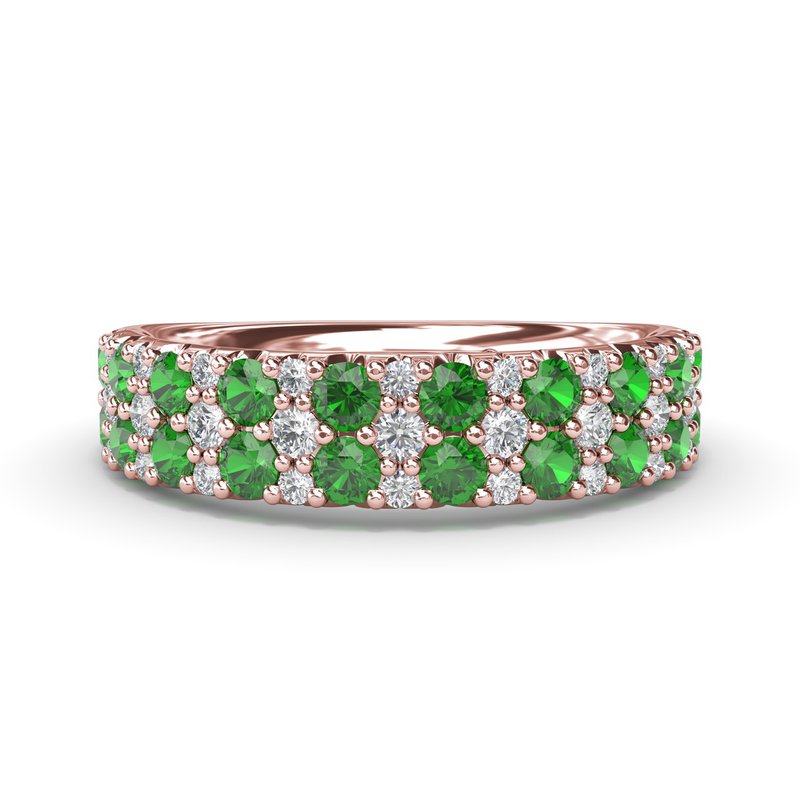 Fana Pave Emerald and Diamond Wedding Band W6654E - Hobbs