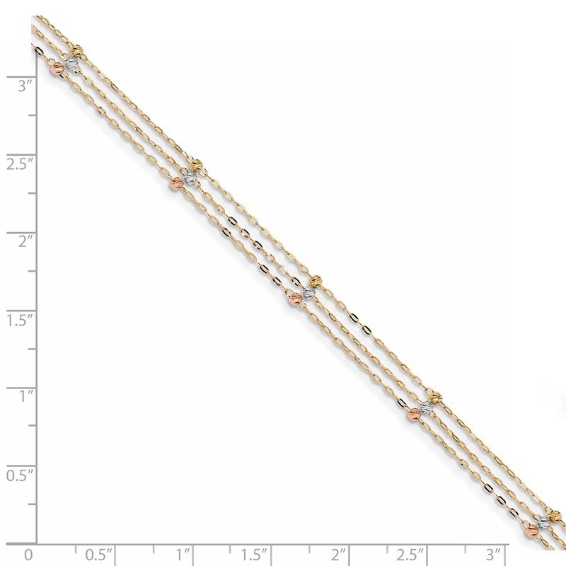 14K Tri-Color Gold Strands hotsell with Diamond Cut Bead Earrings