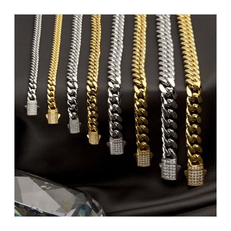INOX Jewelry 6mm 18Kt Gold IP Miami Cuban Chain Bracelet with CNC