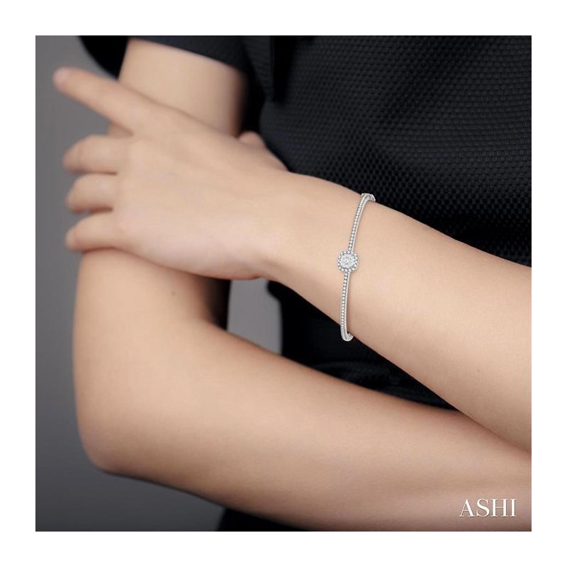 Stackable Cushion Shape Halo Lovebright Essential Diamond Bangle Stackable Cushion Shape Halo Lovebright Essential Diamond Bangle