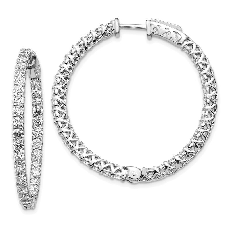 お歳暮・冬ギフト特集2024 Quality Gold 14k White Gold Diamond Round Hoop w/Safety アクセサリー