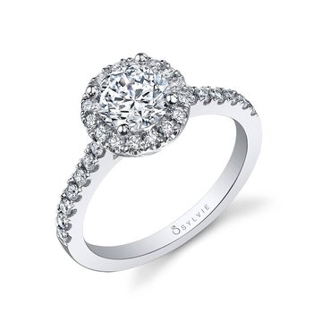 Round Cut Classic Two Tone Halo Engagement Ring - Chantelle SY999-041A4W10R