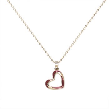 Elegant Heart Pendant with Red Enamel PDT-JJP52685E