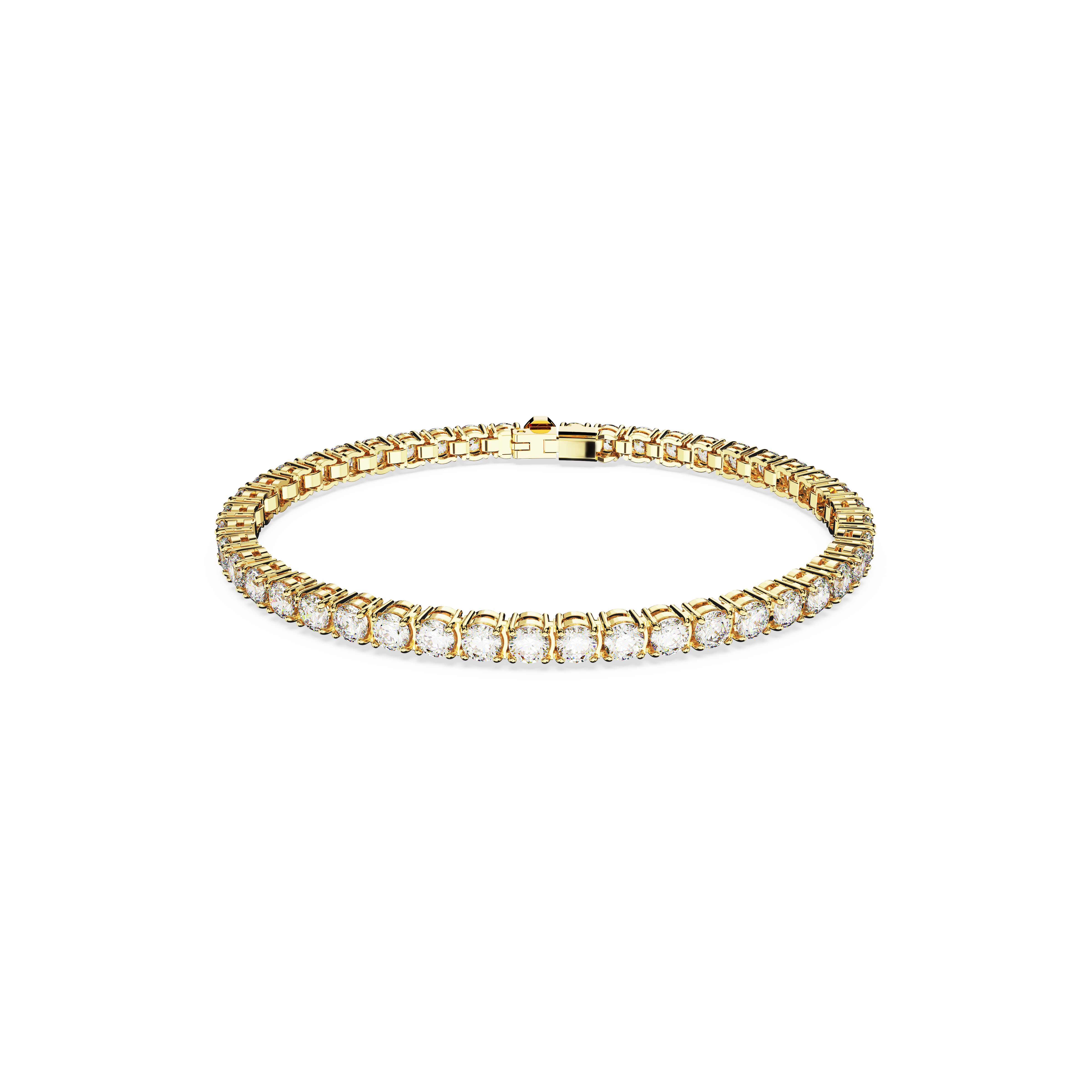 Swarovski Matrix Tennis bracelet, Round cut, White, Gold-tone