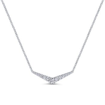 Gabriel Fashion 14K White Gold Inverted Teardrop Diamond Pendant