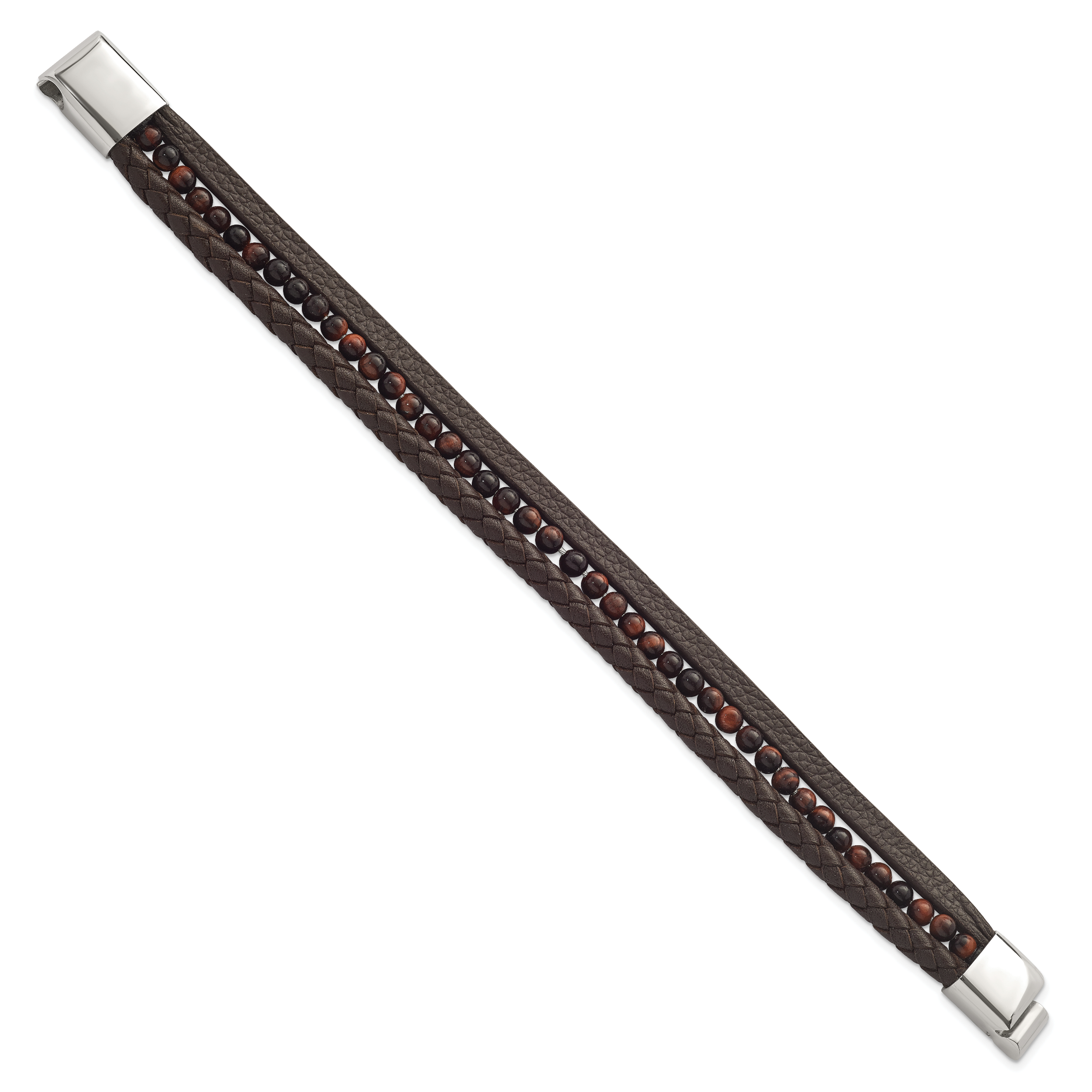 Chisel Stainless Steel Polished Multi Strand Red Tiger's Eye