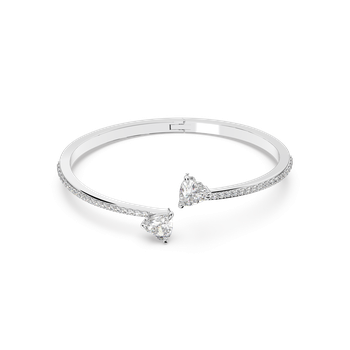 Swarovski Mesmera Attract bangle, Heart, White, Rhodium plated