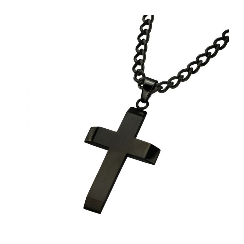 INOX Jewelry Black IP Cross Pendant SSP10999NK - Glennpeter