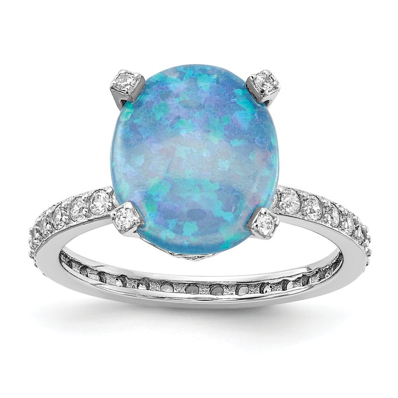 Cheryl M Sterling Silver Lab Created Blue Opal Ring Cheryl M Sterling Silver Lab Created Blue Opal Ring