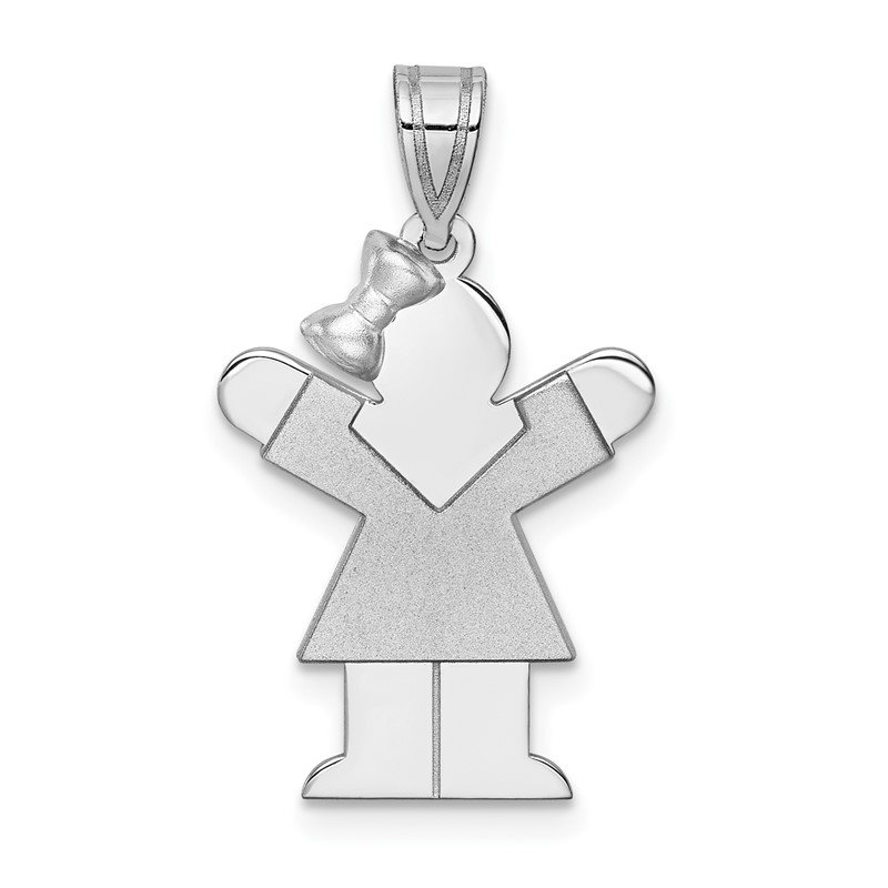 Quality Gold 14k White Gold Small Girl w/Bow on Left