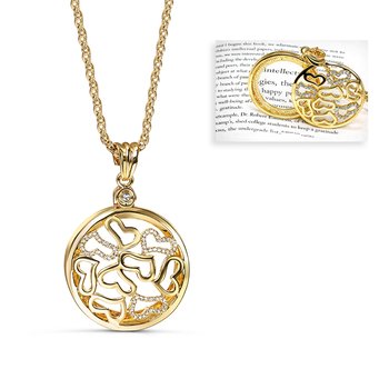 Open Cutout Heart Pendant Magnifier with Swarovski Crystals T494-TY2963