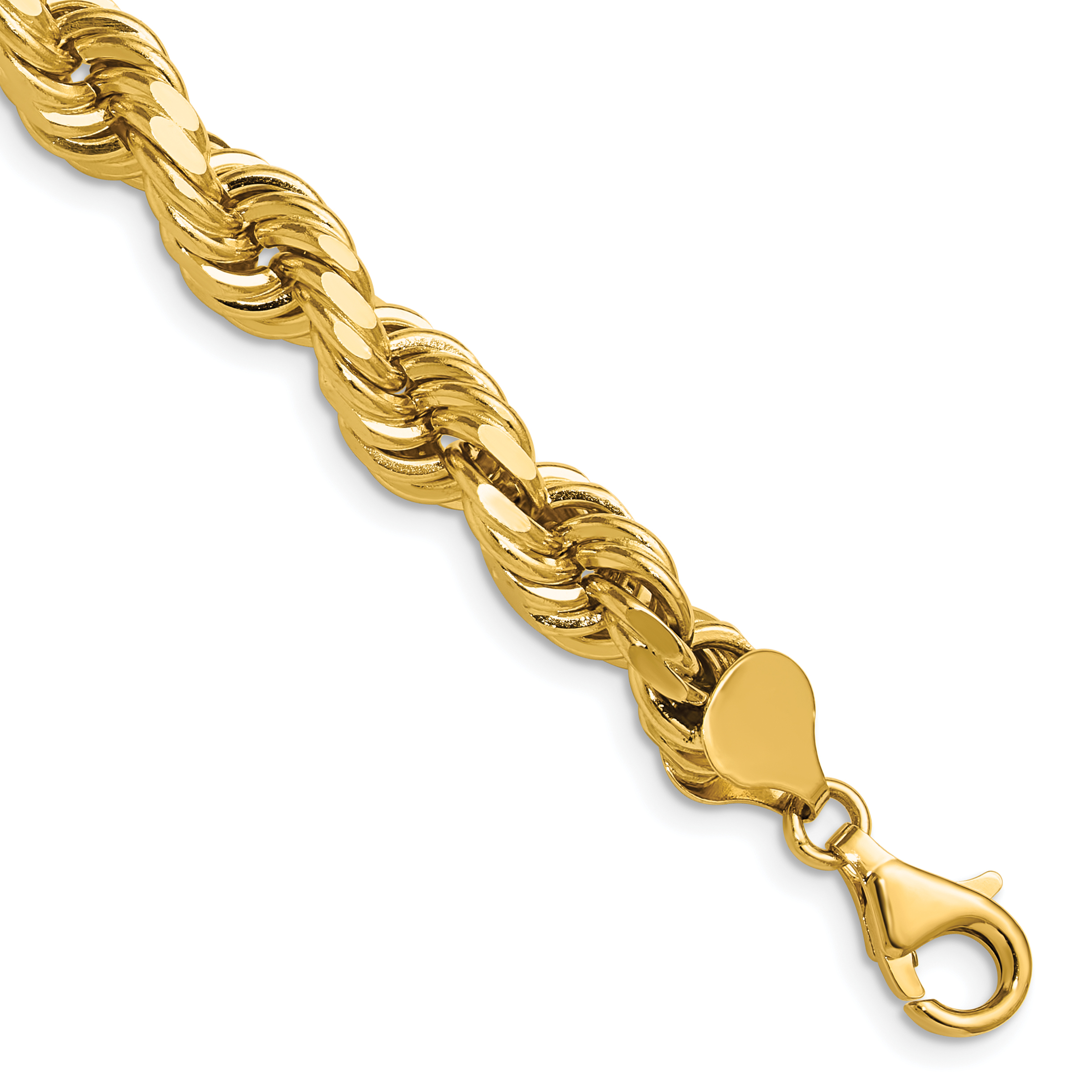 Quality Gold 14K 20 inch 8mm Diamond-cut Rope with Fancy Lobster