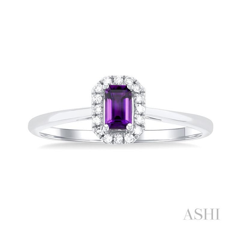 ASHI Emerald Shape Gemstone & Halo Diamond Ring