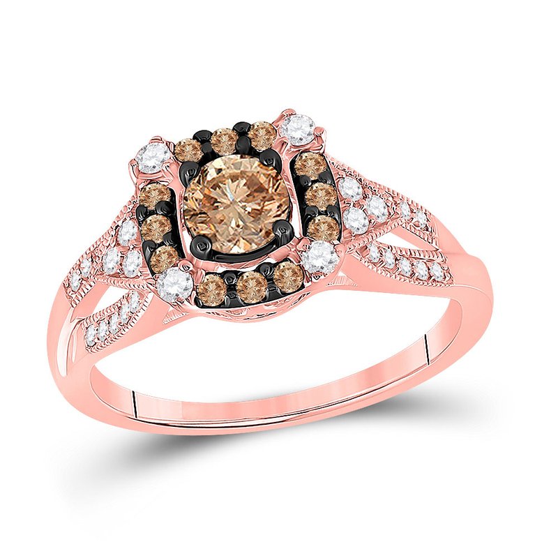GND 14kt Rose Gold Round Brown Diamond Solitaire Bridal