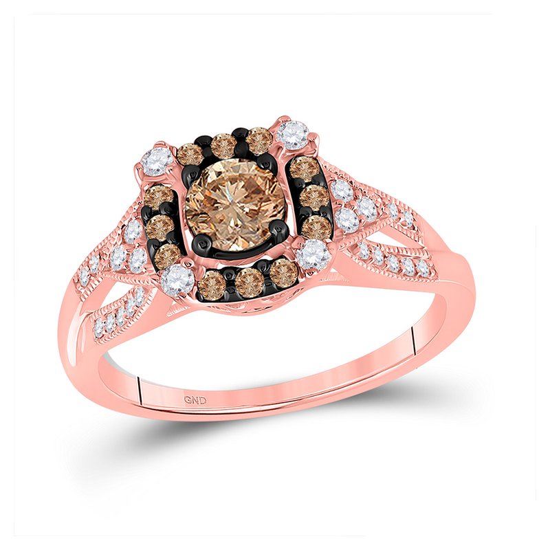 GND 14kt Rose Gold Round Brown Diamond Solitaire Bridal Wedding