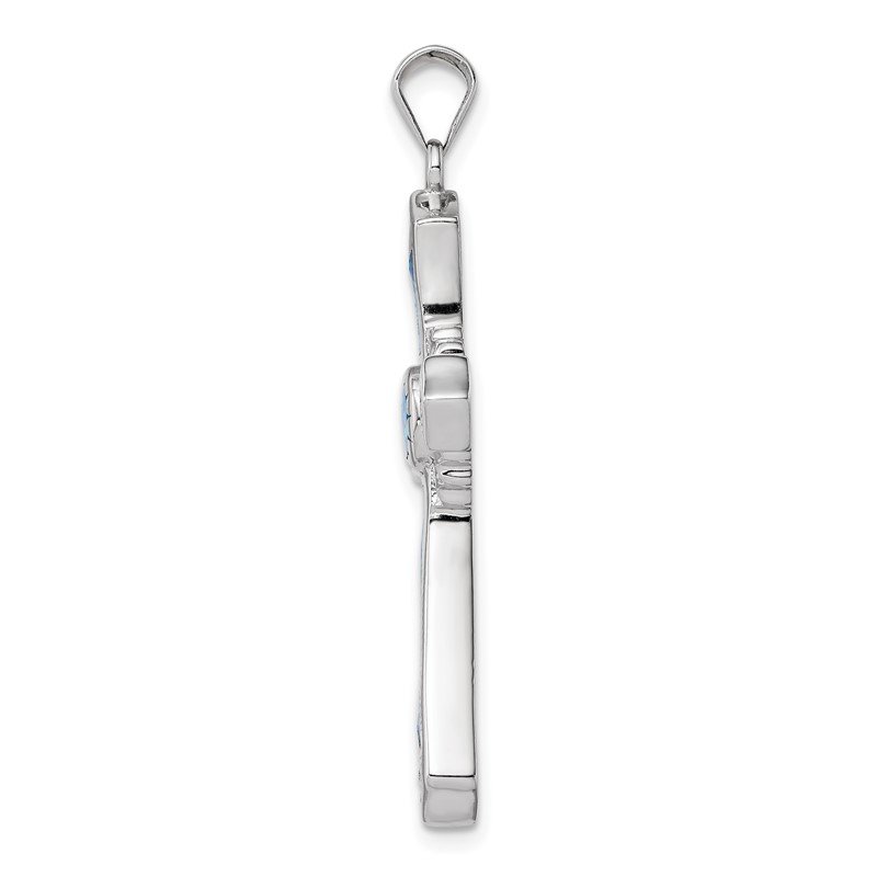 Cross Pendant with Blue and Clear Cubic Zirconia Stones Sterling Silver Cross Pendant with Blue and Clear Cubic Zirconia Stones Sterling Silver