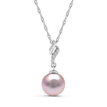 10K White Gold Pink Freshwater Pearl with Diamond 0.016cts Accent Pendant P13535PL6W0