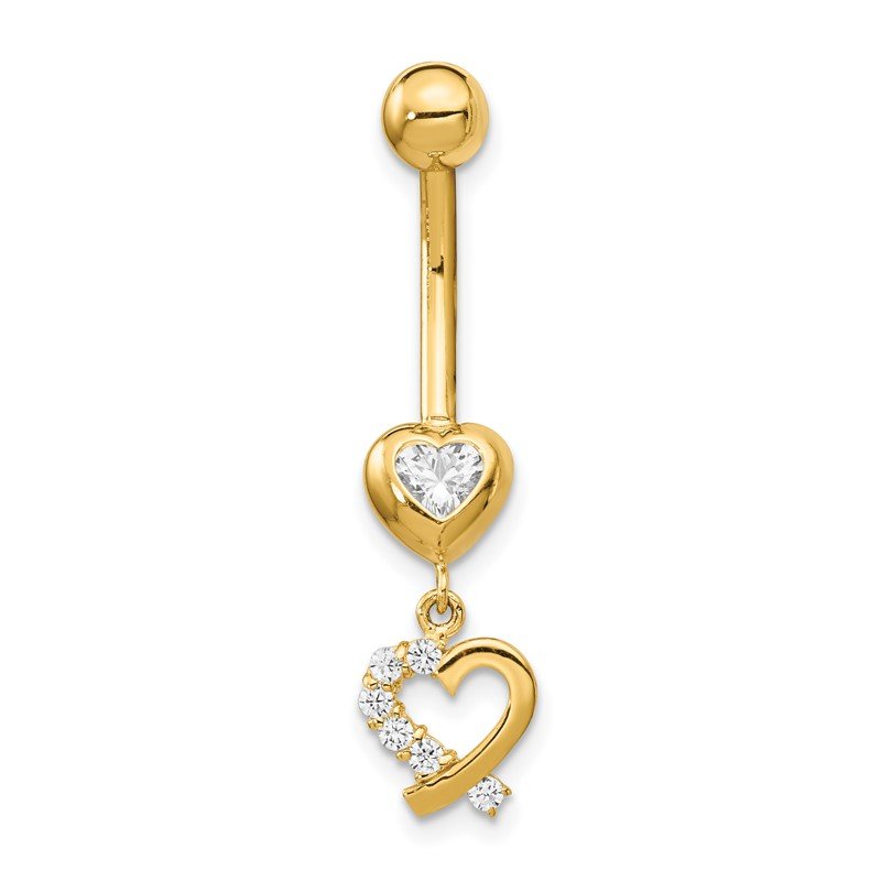 14k Gold 14 Gauge CZ Dragonfly Dangle Belly Ring 14k Gold 14 Gauge CZ Dragonfly Dangle Belly Ring
