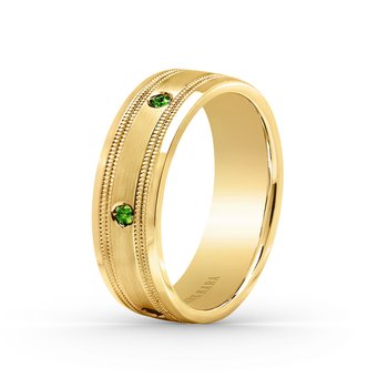 Kirk Kara 18K Yellow Gold Engraved Elegant Mens Wedding Band